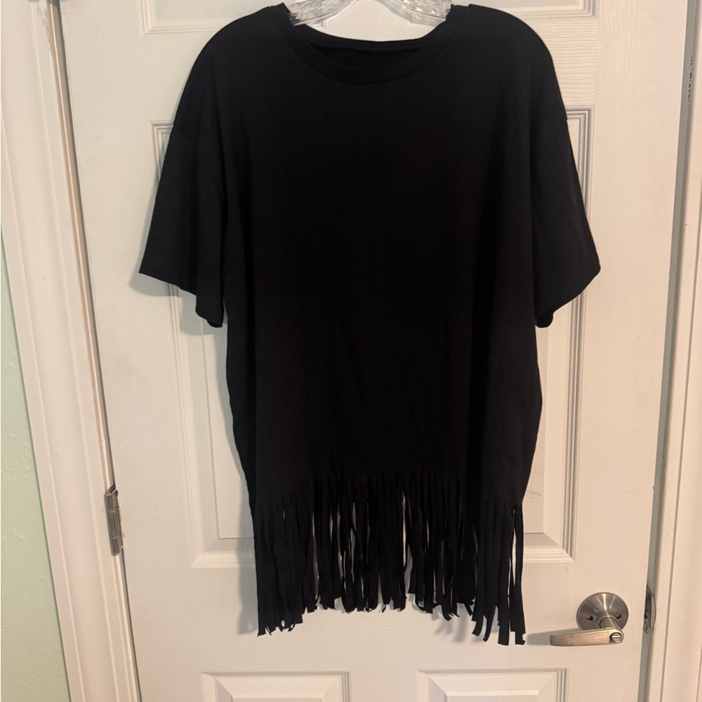 Black Fringe T-Shirt